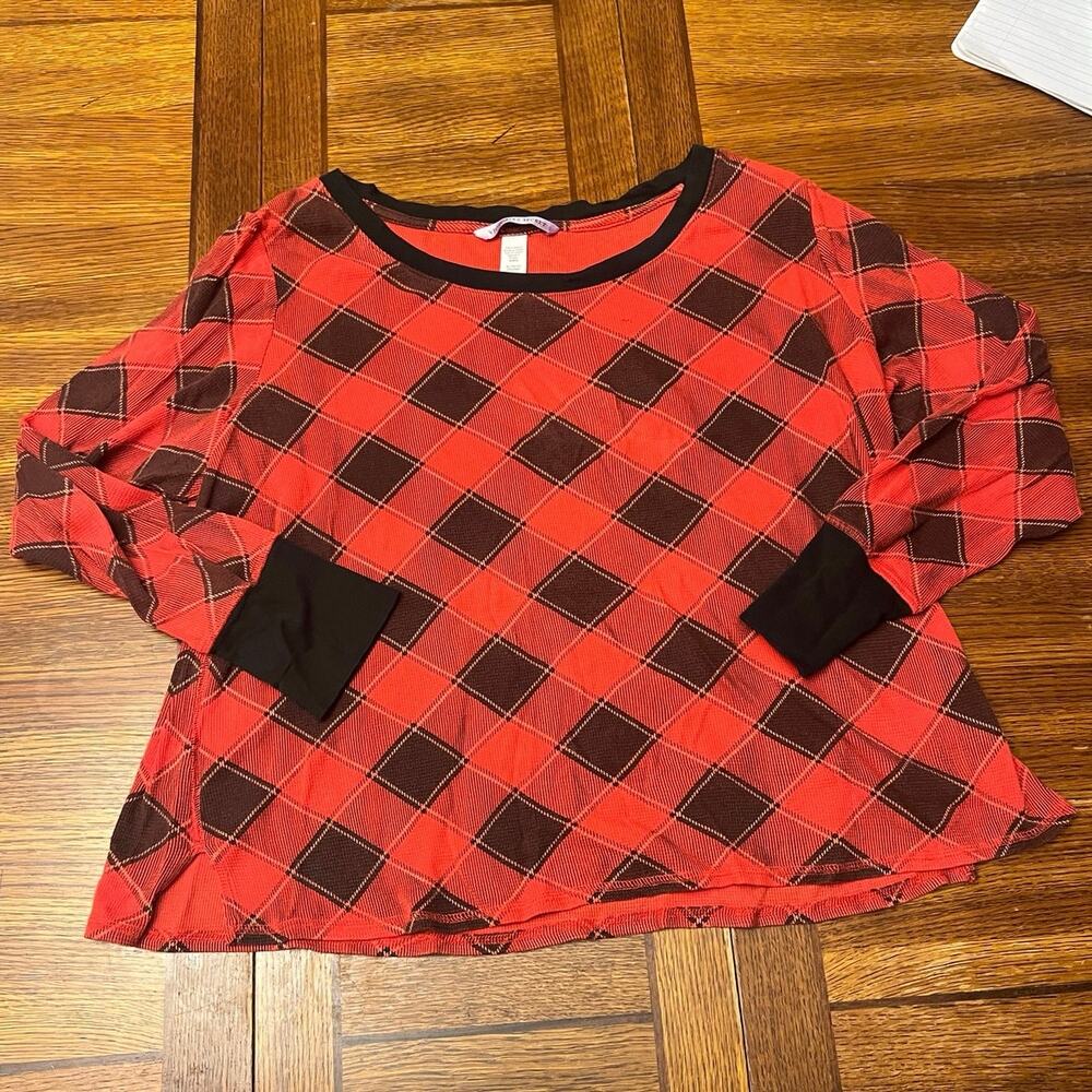 Victoria’s Secret Red Black Plaid Pajama Set XL Long Sleeve Top & Pants - Picture 9 of 15